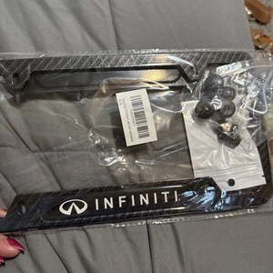 Infiniti Logo Chrome License Plate Frame Polished Tag Bracket Embossed (2) - Picture 1 of 2