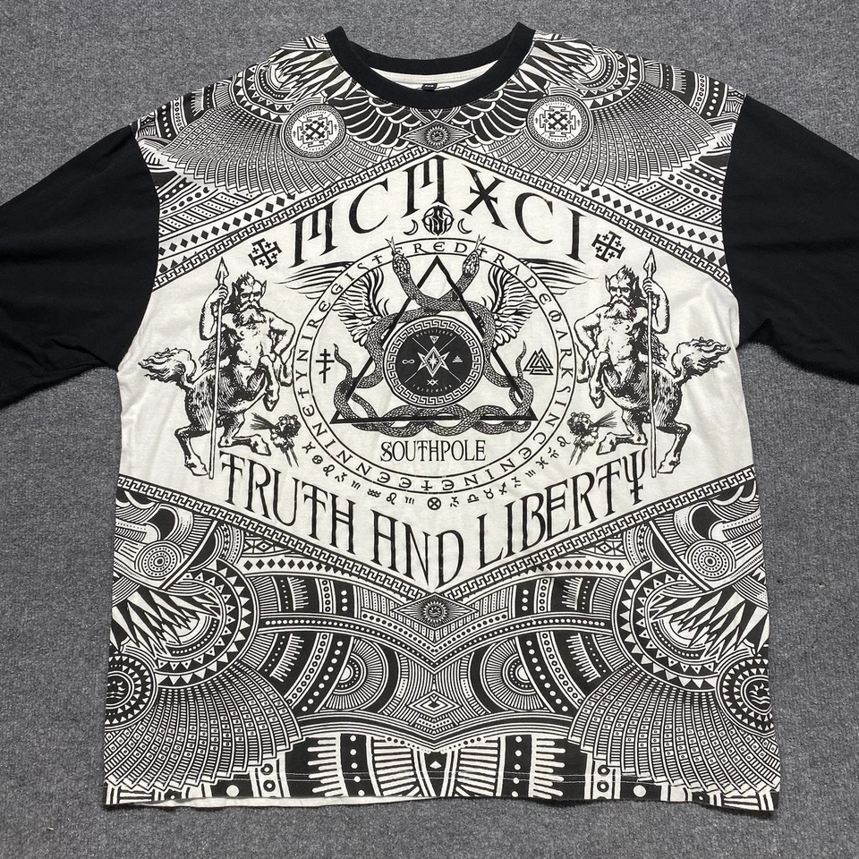 Vintage Y2K Southpole Shirt Mens 5XL Black Cyber Skate Short Sleeve Hip Hop - Image 1 of 4