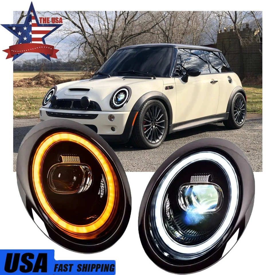 Faros LED con arranque animado DRL para BMW Mini Cooper R50 R52 R53 2001-2007 Foto 1 de 4