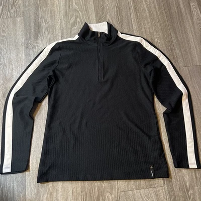 Lauren Ralph Lauren Active Mujer Negro Blanco 1/4 Cremallera Waffle Texturizado Talla L Foto 1 de 4
