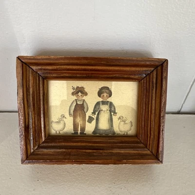 Mini 1980s Country Framed Print Wood Frame Rustic Farmhouse - Image 1 of 4