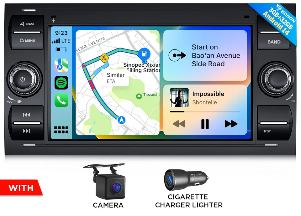 Android 14 3+32GB 7" IPS Bildschirm Autoradio Navi CarPlay Für Ford Focus S-Max - Bild 1 von 4