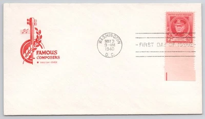 First Day Cover Scott's #880 2 Cent  May 1940 Famous Composures Washington DC - Image 1 of 2