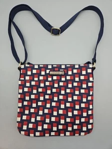 Tommy Hilfiger Red White & Blue Geo Print Crossbody Purse Gold Accent Hardware - Picture 1 of 7