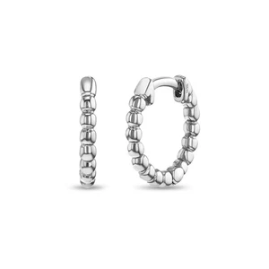 Beaded Kids / Teen Earrings Hoop - Sterling Silver - Picture 1 of 5