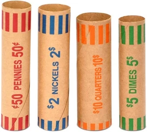100pcs Assorted Heavy Duty Preformed Coin Wrappers Rolls - 100-Assorted - Picture 1 of 6