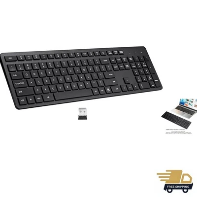 Tastiera Wireless, 2.4G USB Esterno Silenziosa Tastiera Senza Fili per Windows Chr... - Immagine 1 di 4