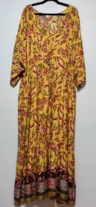 Boho Paisley Maxi Dress Size 26/28W Cottagecore Hippie Chic Wanderlust 70s Style - Picture 1 of 9