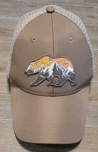 Telluride Clothing Co Mountain Bear Embroidered Brown Tan Snapback Trucker Hat - Picture 1 of 6