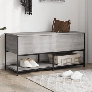 Storage Bench Grey Sonoma 100x42.5x47 cm Engineered Wood & Metal - Shoe Seat XL - Picture 1 of 5