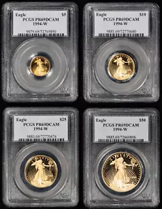 1994 American Eagle Gold US Proof 4-Coin Set 1.85 AGW PCGS 69 Full OGP - G3641 - Picture 1 of 23