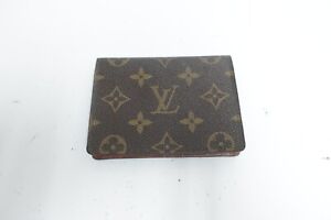 Authentic LOUIS VUITTON Monogram Brown Leather pass card case  #12373