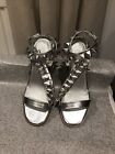 Asos silver block heel sandals size 5