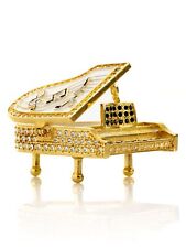 Keren Kopal White Piano Hand made Trinket Box Decorated with Austrian Crystals