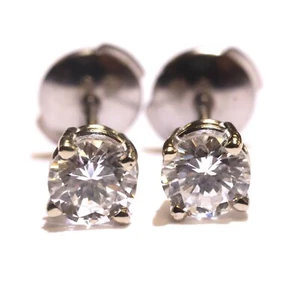 Nuevos aretes de diamantes redondos SI1 D de oro blanco de 14k certificados por GIA 1,0 g - Imagen 1 de 9