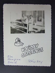 Tarjeta de Navidad Whipkey Family caja de leche fotografía en blanco y negro instantánea años 50 - Imagen 1 de 2