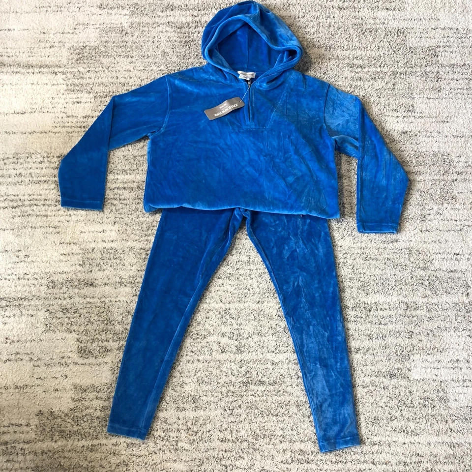 Vintage Jones New York Sport Women's P/P  Velour Tracksuit Hoodie Pants Blue - Image 1 of 4