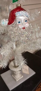 KURT ADLER 2018 -5"H GLASS SANTA HEAD ORNAMENT-NEW -2018 - Picture 1 of 4