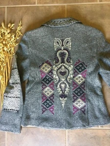 New Odd Molly Uptown Girl Beautiful Embroidery Gray Jacket, Size 1 (Sm), 3 (Lg) - Picture 1 of 11