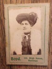 CDV Original Miniature Victorian Photo: Hastings Stylish Woman Stole & Big Hat