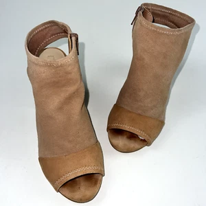 Aldo Womens Slingback Ankle Sandals Open Toe High Heel Stretch Suede Tan 7 - Picture 1 of 14