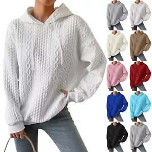 Women's Hoodies Long Sleeve Casual Solid Drawstring Hoodie Sweatshirts For - Picture 1 of 27