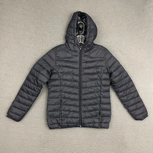 Spyder Puffer Jacket Kids Large Dark Blue Full Zip Hooded Zipped Pockets Outdoor - Picture 1 of 14