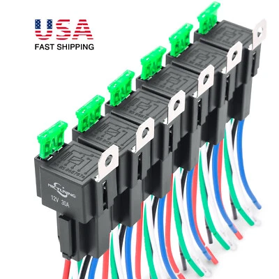 Juego de arnés interruptor relés de relés de audio para automóvil automotriz 6x 5 pines SPST 30 amperios Foto 1 de 4