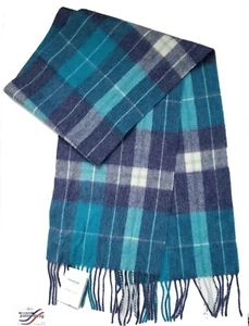 Edinburgh Scottish Lambswool Tartan Plaid Scarf Blue Green Gray - Picture 1 of 1