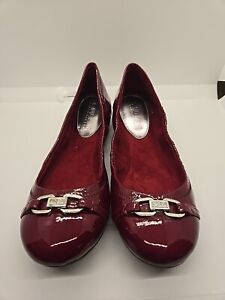LAUREN RALPH LAUREN Women's Patent Leather Ballet Flats Shoes Size 8B Red