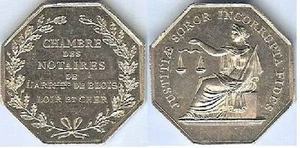 Jeton - BLOIS Loir et Cher Notarkammer silber Horn 13 Gramm d=29mm - Bild 1 von 1