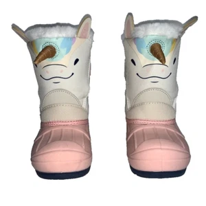 Cat & Jack Toddler  SIZE  7 Frankie Unicorn Termolite Winter Boots White Pink - Picture 1 of 9