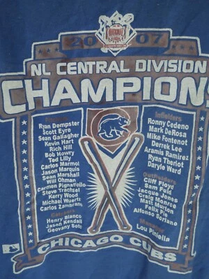 2007 Chicago Cubs NL National League Central Champions Shirt Large Roster Back - Image 1 of 4