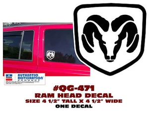 QG-471 DODGE TRUCK - RAM HEAD DECAL STICKER 4.5" TALL - ONE DECAL - Foto 1 di 1