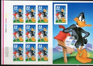 U.S. STAMPS #3306 — 33c DAFFY DUCK S/S w PLATE # -- 1999 -- MINT - Picture 1 of 3