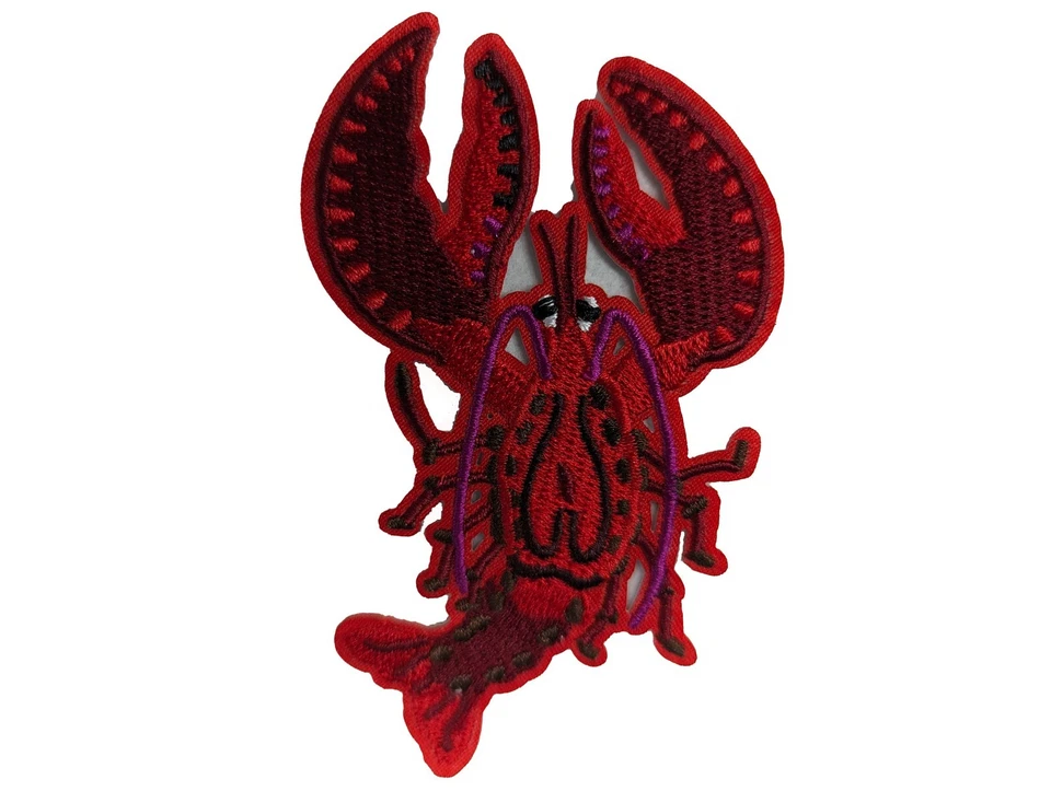 Lobster Red Shaded Embroidered Iron On Patch 3.75 Inches - Image 1 of 1