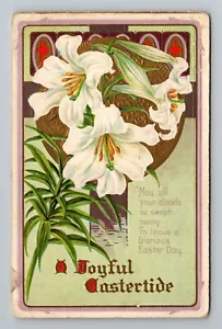 Cartolina d'epoca Pasqua A Joyful Eastertide Gigli affrancata timbro Washington - Foto 1 di 2