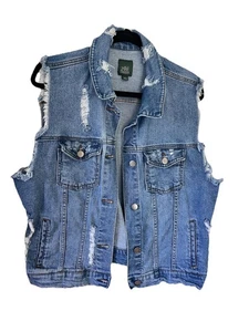 Women's Denim Oversized Trucker Vest - Wild Fable Indigo XL Cotton - Picture 1 of 11