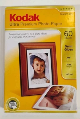 Kodak Instant Dry Ultra Premium Photo Paper Semi Gloss 4x6" 60 sheets - Image 1 of 2