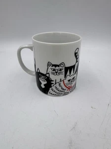 Tazza da caffè senza marchio 9 Cat Reunion porcellana bianca e nera con manico - Foto 1 di 9