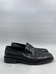 Gucci Black Leather Square Toe Slip On Dress Loafer M 10.5 - Picture 1 of 10