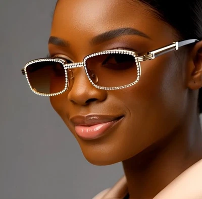 Mujeres Gafas de sol Diamantes Tonos Cuadrados Estilo Hip Hop Fiesta Aire Libre Gafas con clase Foto 1 de 4