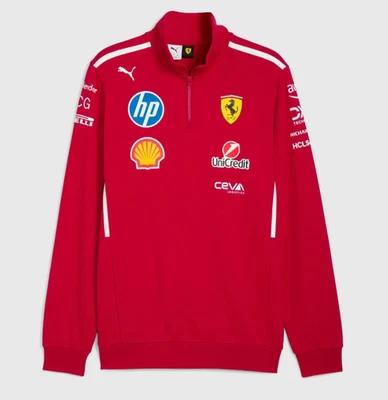 Scuderia Ferrari Men's F1 2025 Team 1/2 Zip Sweatshirt Dark Cherry Size L NWT - Image 1 of 4