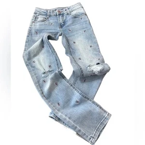 Imperial Star Girls Distressed Embroidered Jeans size 10 skinny - Picture 1 of 9