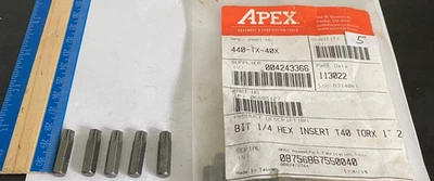 Herramienta Apex 440-TX-40X Broca 1/4 Inserto Hexagonal T40 TORX 1" 2 - 5 Paquete - NUEVO Foto 1 de 3
