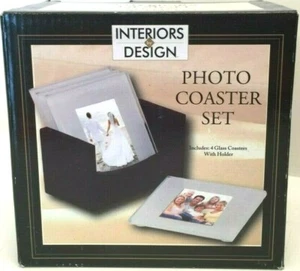 Interiors by Design Photo Coaster Set of 4 with Holder - Picture 1 of 3