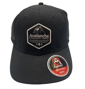 Avalanche Outdoor Supply Co Hat Adult Black SnapBack Trucker Baseball Cap NWT - Picture 1 of 9