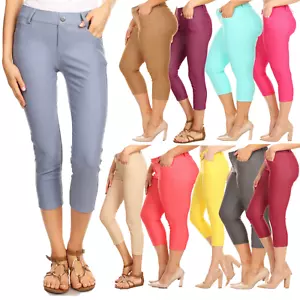 Women's 5 Pocket Capri Jeggings Stretchy Pants Jeans Leggings Plus Size Included - Picture 1 of 154