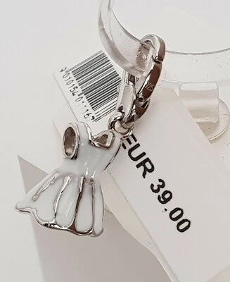 GOOIX Silber 925 Charm Charms Anhänger Dress Kleid Emaille weiß silber NEU 309 - Bild 1 von 3