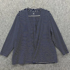 Lands End gestreifter leichter offener Cardigan Pullover Damen Plus 2X blau elfenbein - Bild 1 von 7